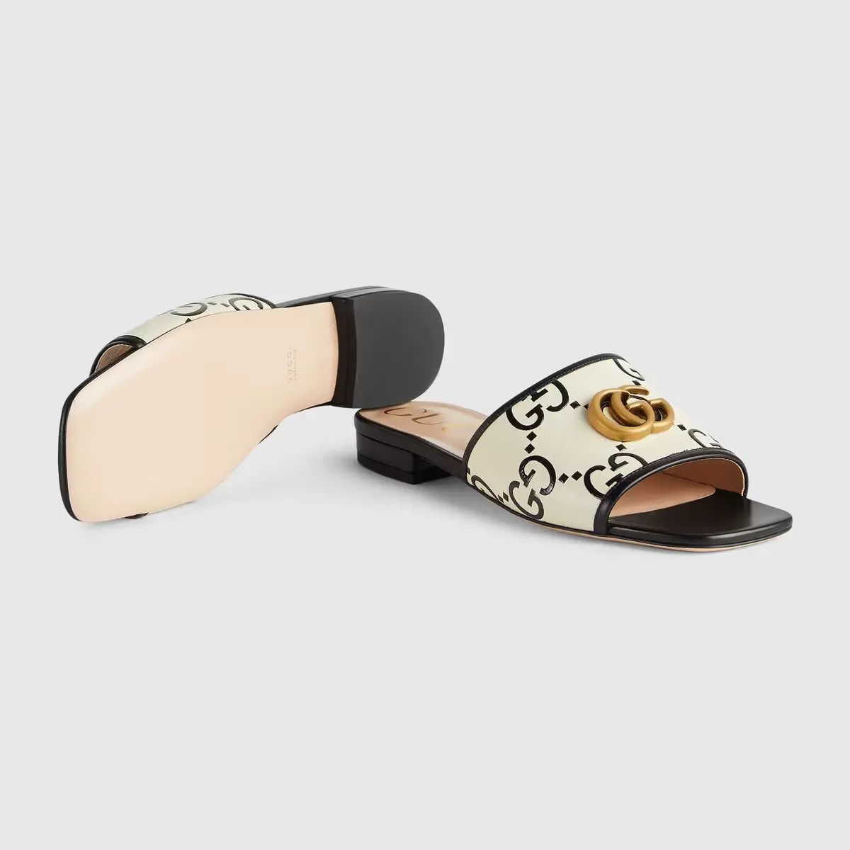 Dép Gucci GG Slide Sandal Leather 'Black White' 677584-UM920-1193 — ảnh 2