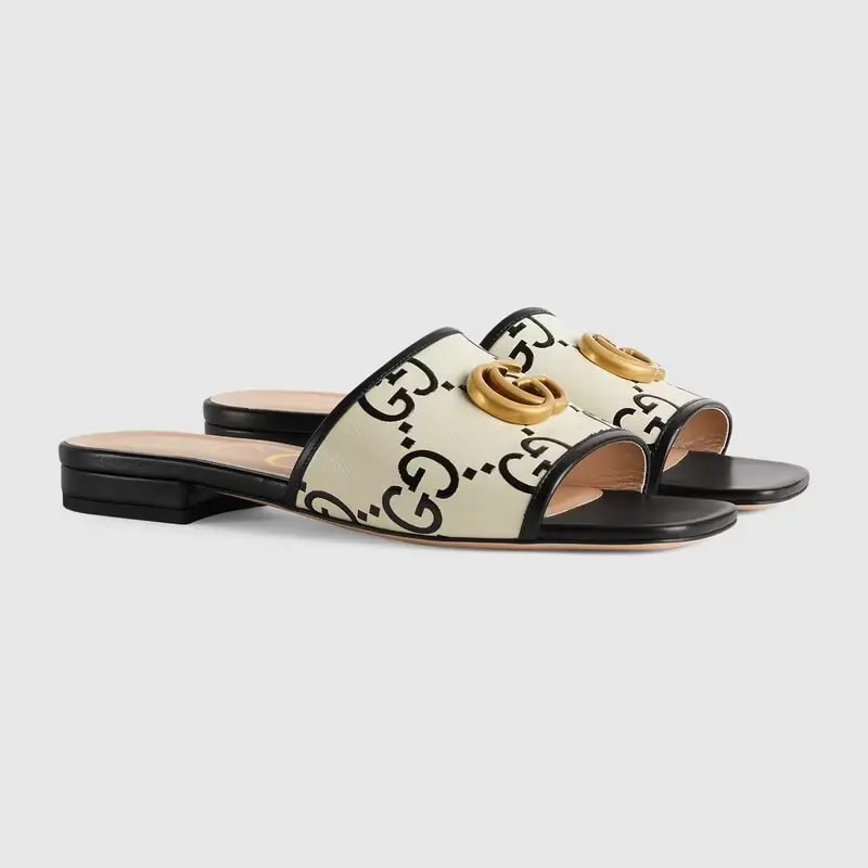 Dép Gucci GG Slide Sandal Leather 'Black White' 677584-UM920-1193 — ảnh 4