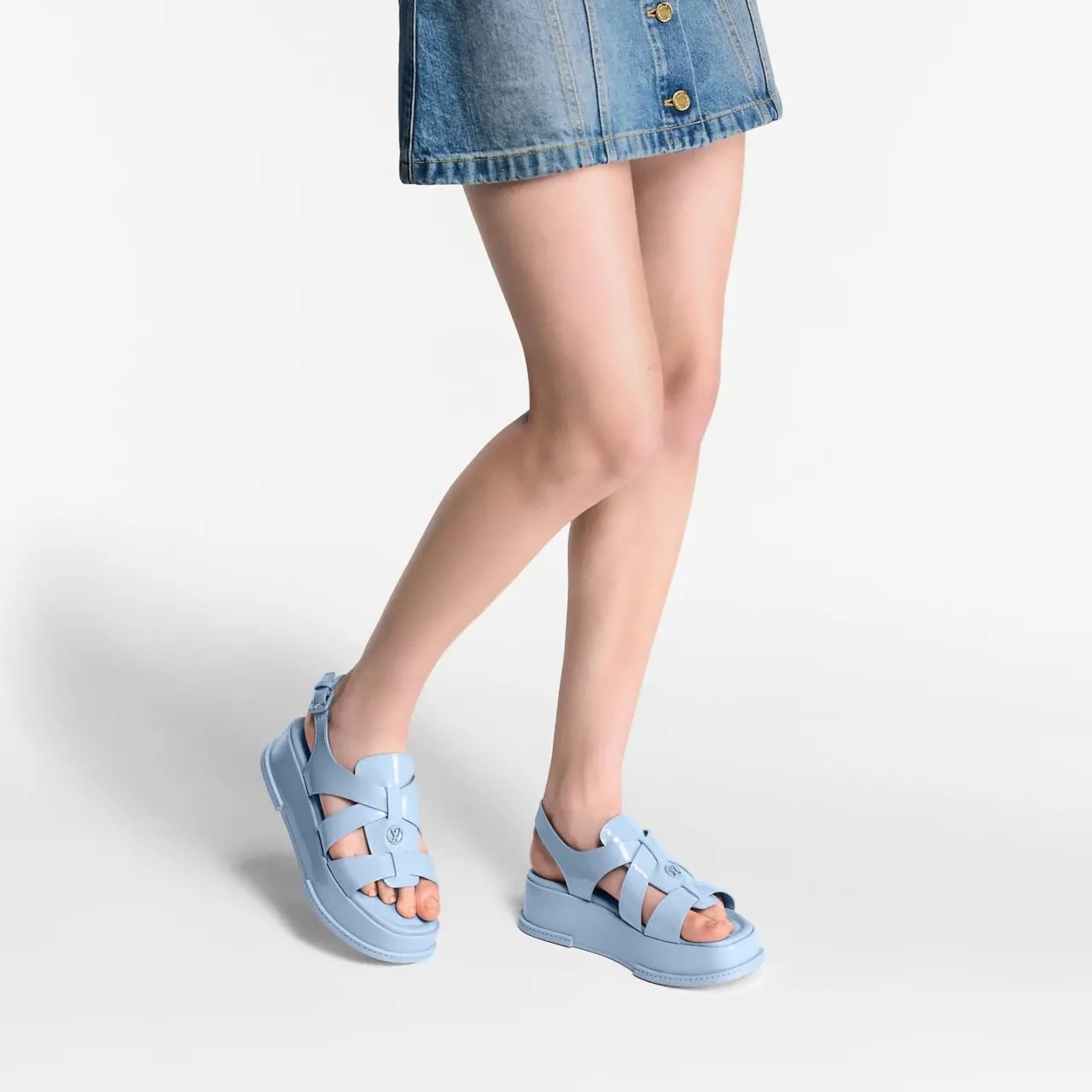 Dép Louis Vuitton Maya Platform Sandals 'Light Blue' 1AGY10 — ảnh 2