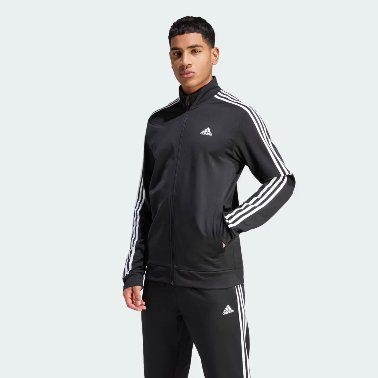 Áo Adidas Essentials Warm-Up 3-Stripes 'Black' H46099 — ảnh 2