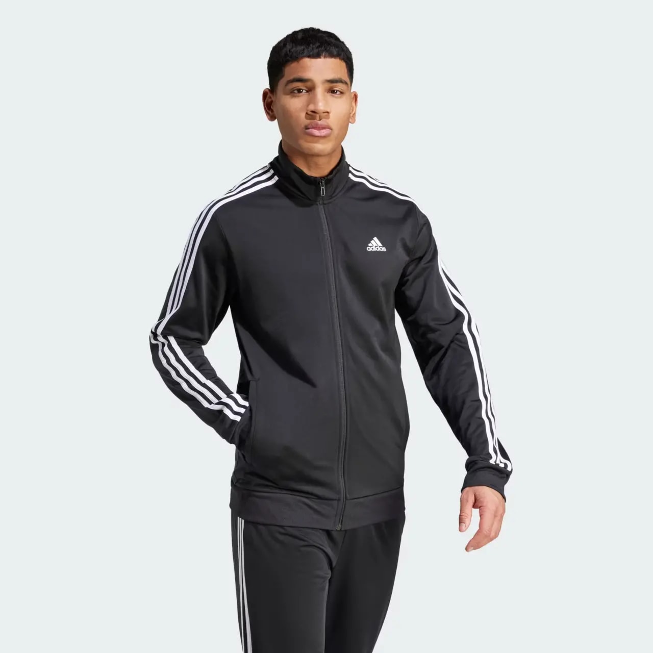 Áo Adidas Essentials Warm-Up 3-Stripes 'Black' H46099 — ảnh 4