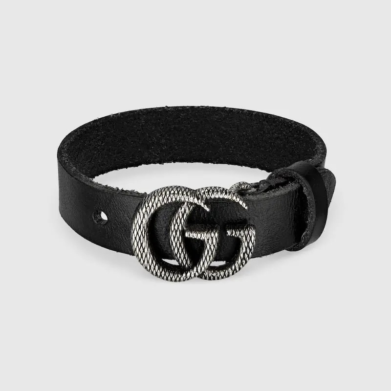 Vòng Tay Gucci Engraved Double G Leather Bracelet 'Black' 648702-J5244-9263 — ảnh 4