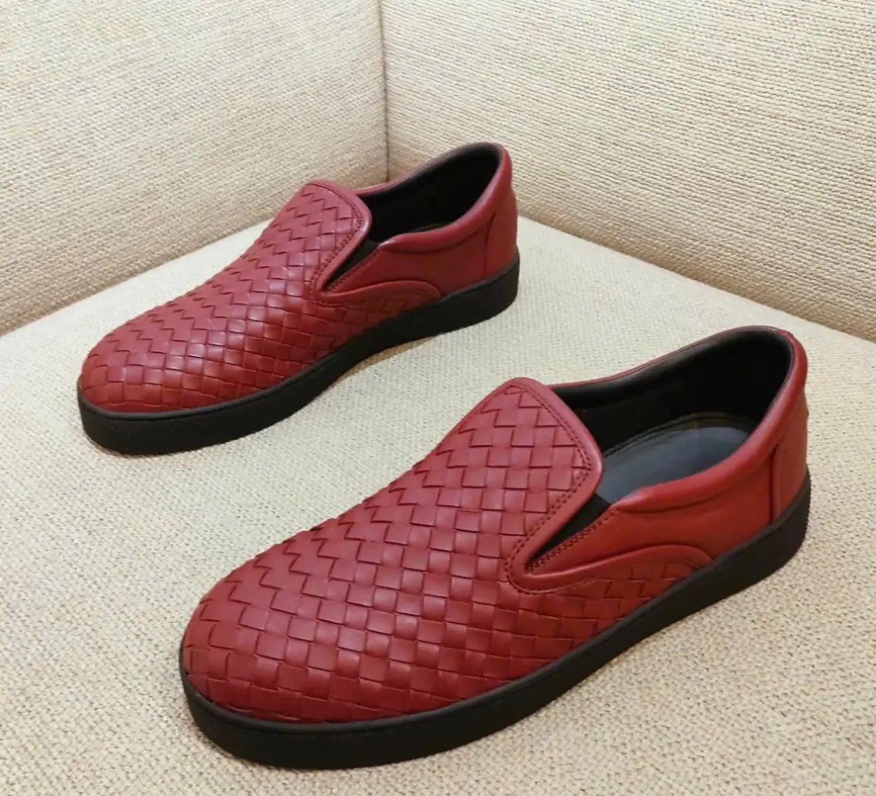 Giày Bottega Veneta Leather Woven Slip On 'Red' 190809-6453 — ảnh 4