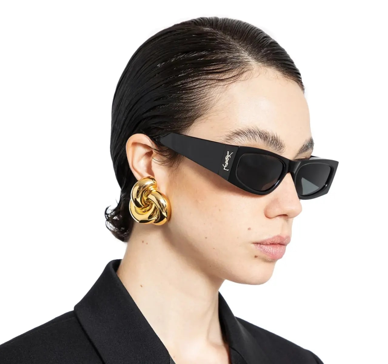 Kính Saint Laurent Rectangular Sunglasses 'Black' 803745Y99561000 — ảnh 3