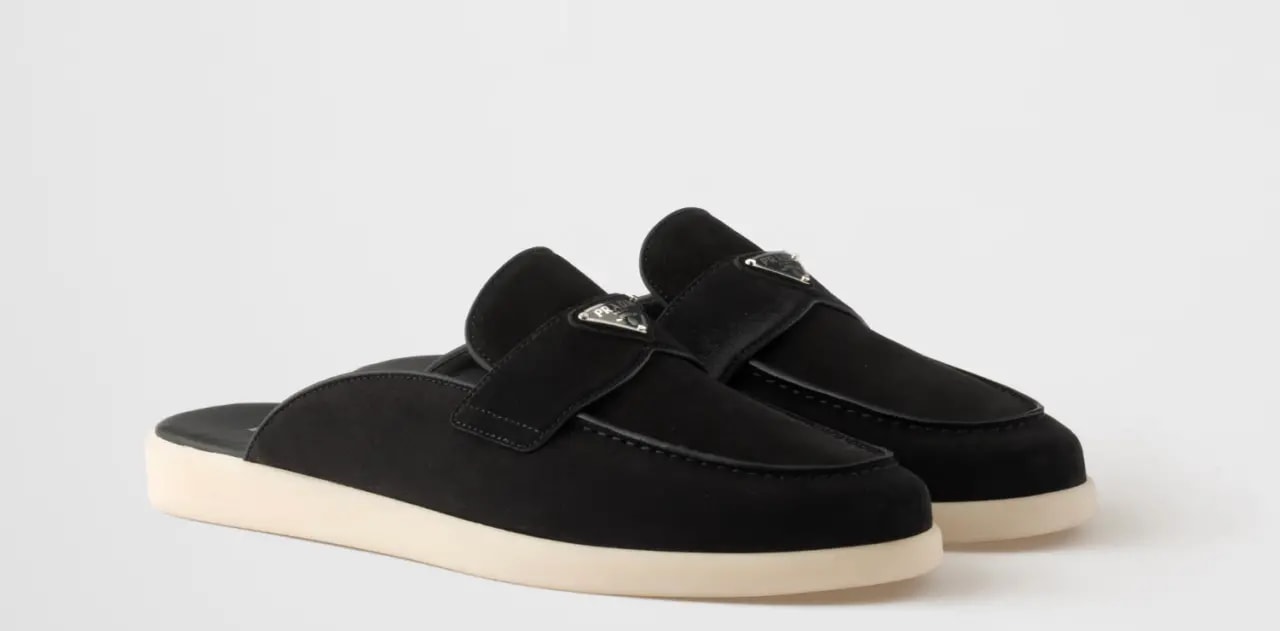 Giày Prada Suede Mules 'Black' 2DG125-103-F0632-F-G001 — ảnh 3