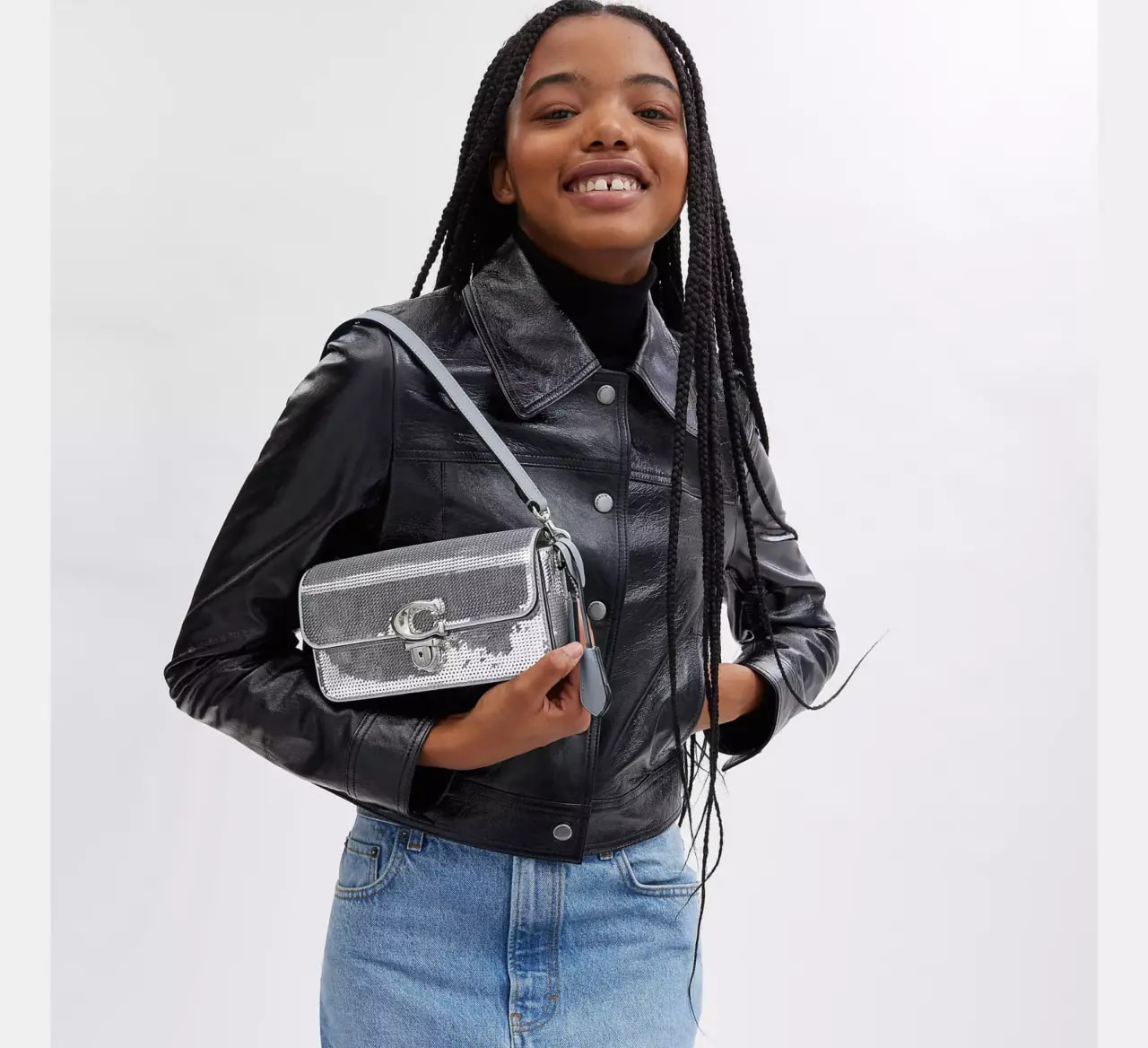 Túi Coach Studio Baguette Bag Sequins 'Silver' CM428-LHSLV — ảnh 4