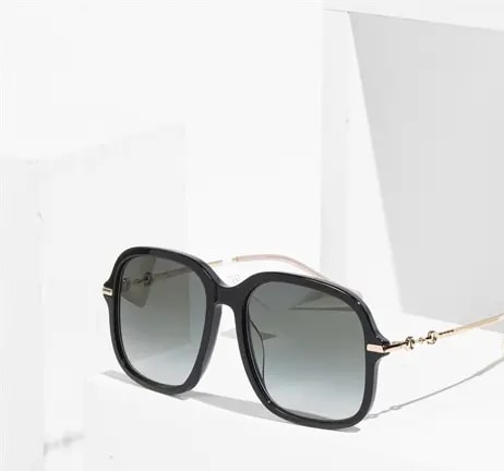 Kính Gucci Grey Square Ladies Sunglasses 'Black' GG0887S-001 — ảnh 3