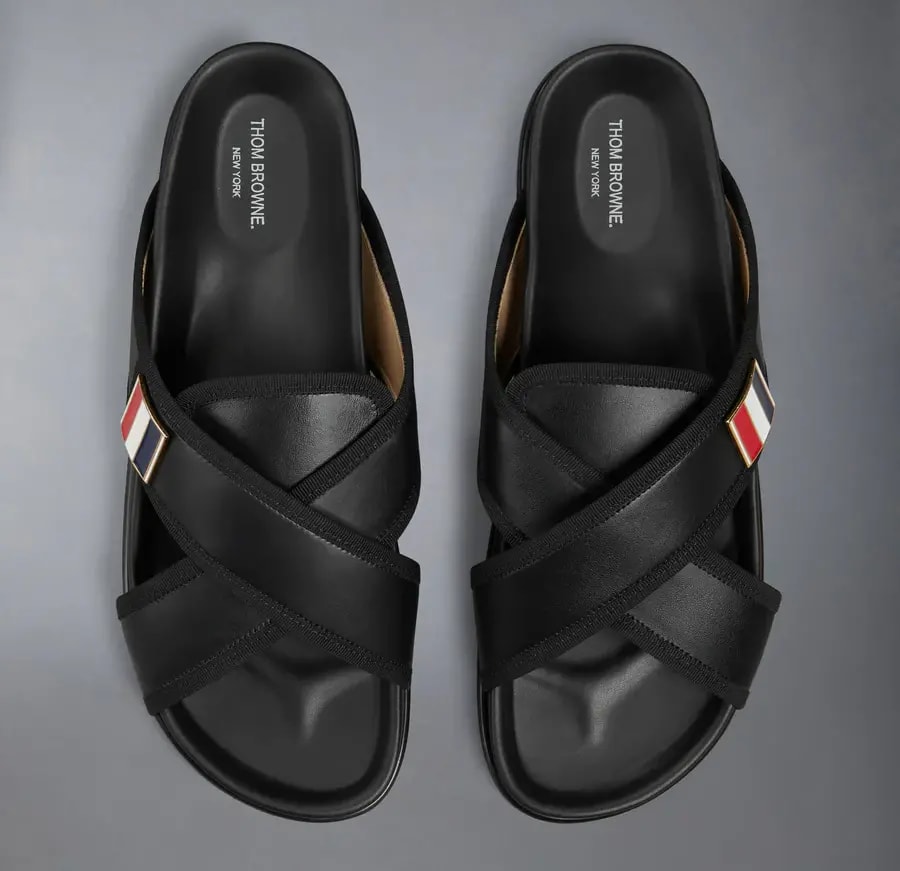 Dép Thom Browne Leather Toe Ring Slide 'Black' MFL093A-05584-001 — ảnh 3