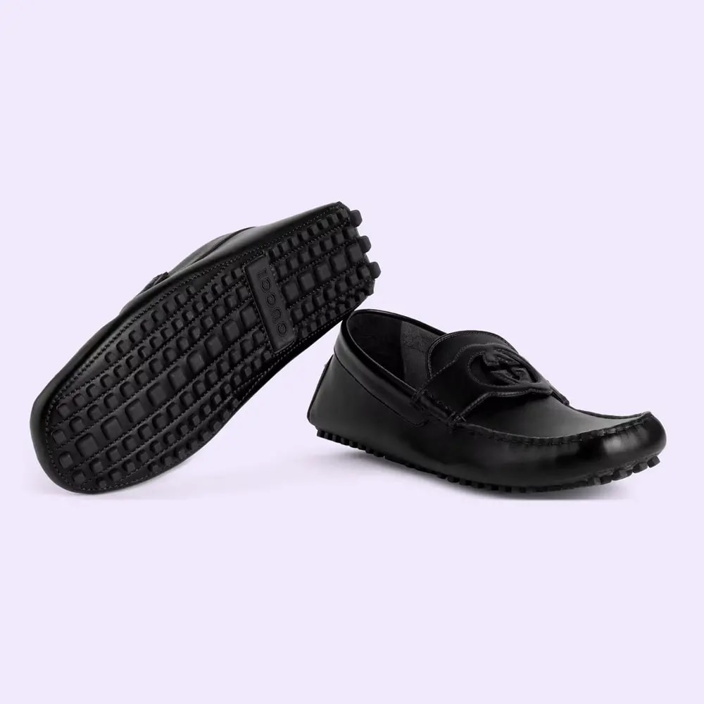 Giày Gucci Moccasin Interlocking G Driver 'Black Soft Leather' 730148-1XH60-1000 — ảnh 2
