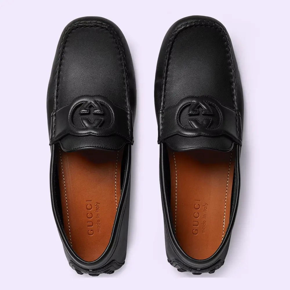 Giày Gucci Moccasin Interlocking G Driver 'Black Soft Leather' 730148-1XH60-1000 — ảnh 3