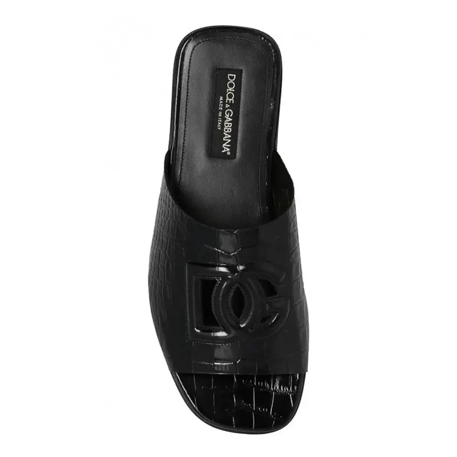 Dép Dolce & Gabbana Crocodile Skin Slide 'Black' A80272AC60680999 — ảnh 3