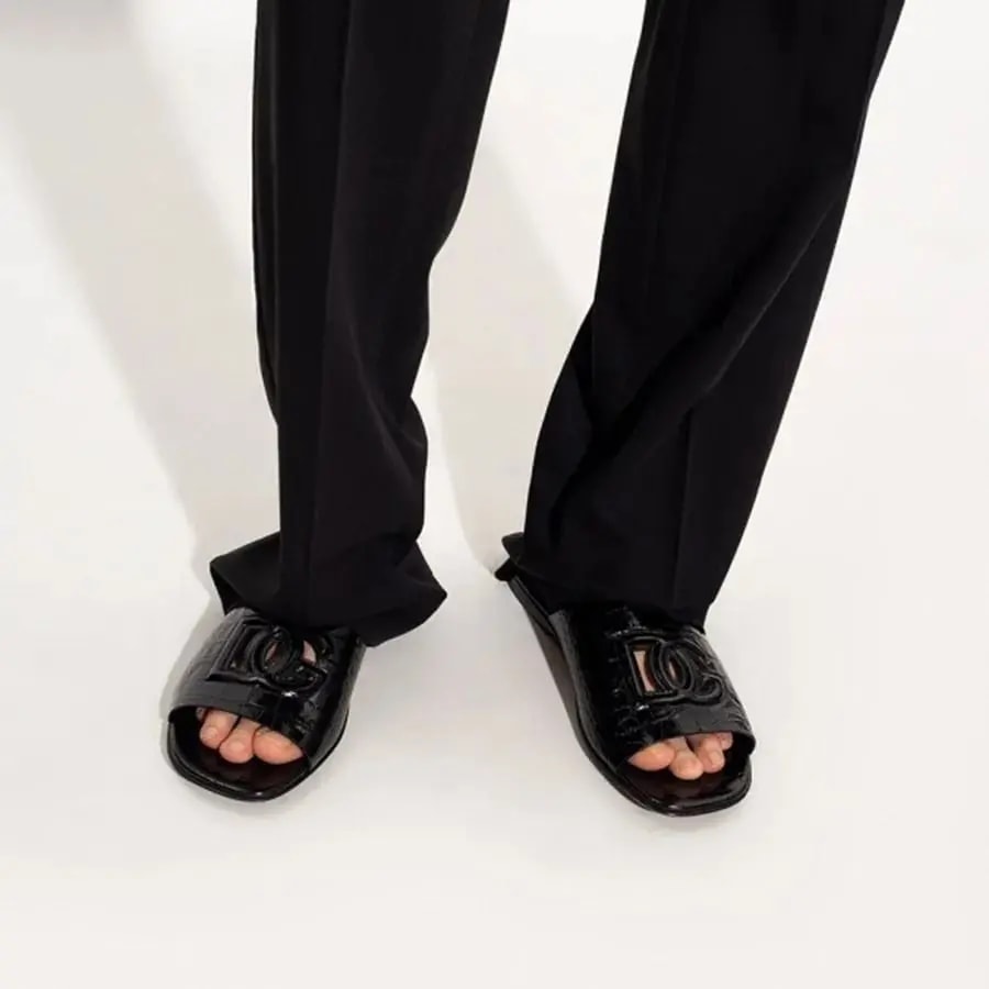 Dép Dolce & Gabbana Crocodile Skin Slide 'Black' A80272AC60680999 — ảnh 4