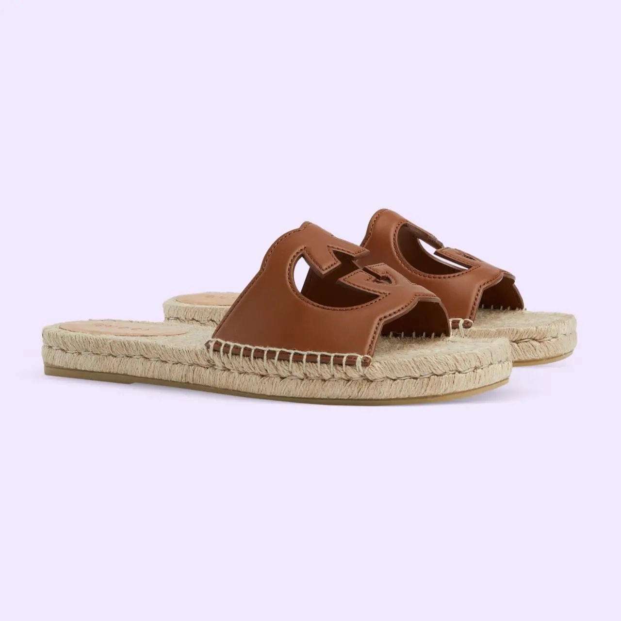 Dép Gucci Interlocking G Cut-Out Slide Espadrille 'Brown' 725260-US000-2535 — ảnh 3