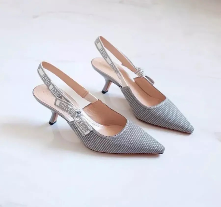 Giày Dior J'adior Slingback Pump Metallic Fabric 'Silver' KCP866ELF-S75K — ảnh 4
