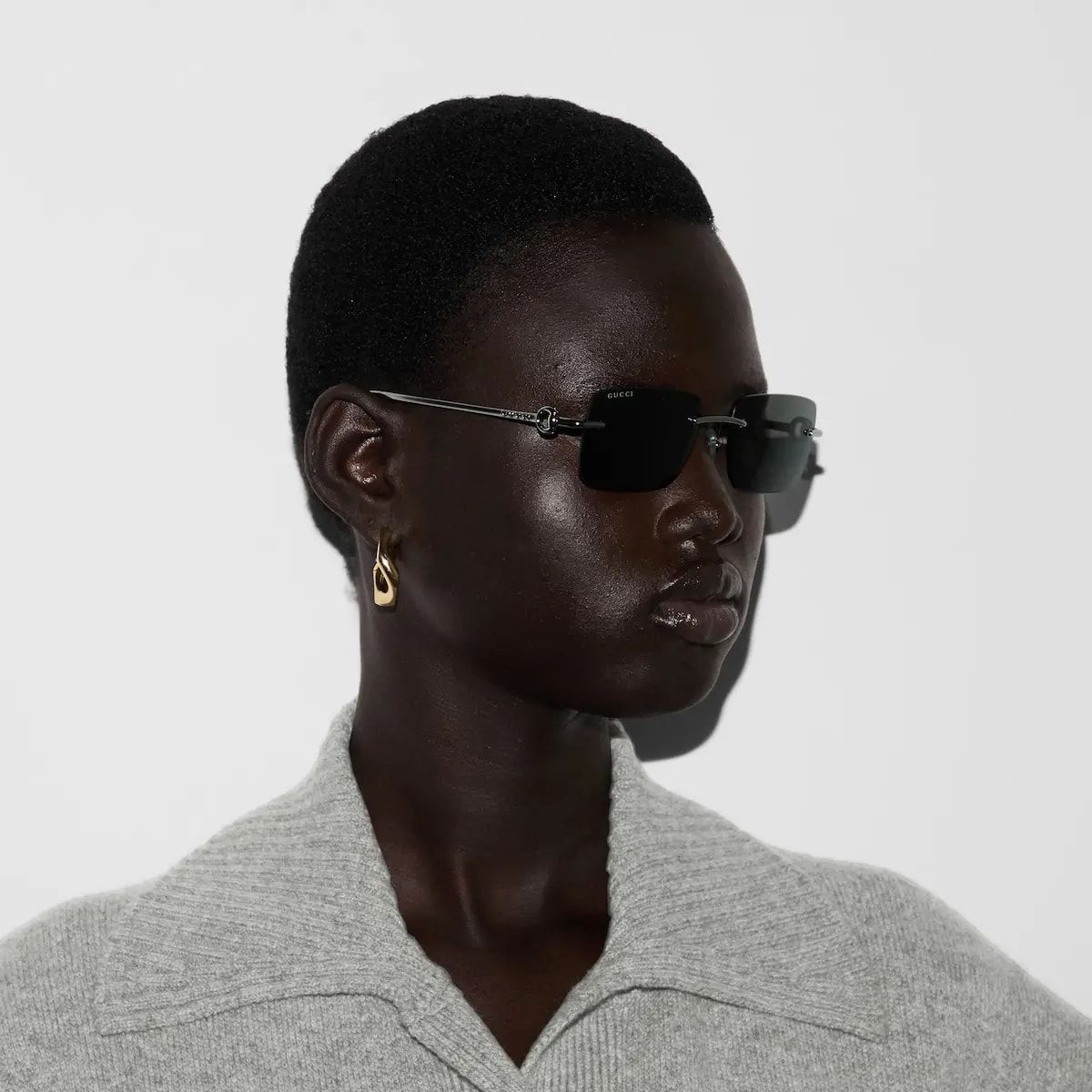 Kính Gucci Rectangular Frame Sunglasses 'Silver Grey' 797456-I3330-8112 — ảnh 3