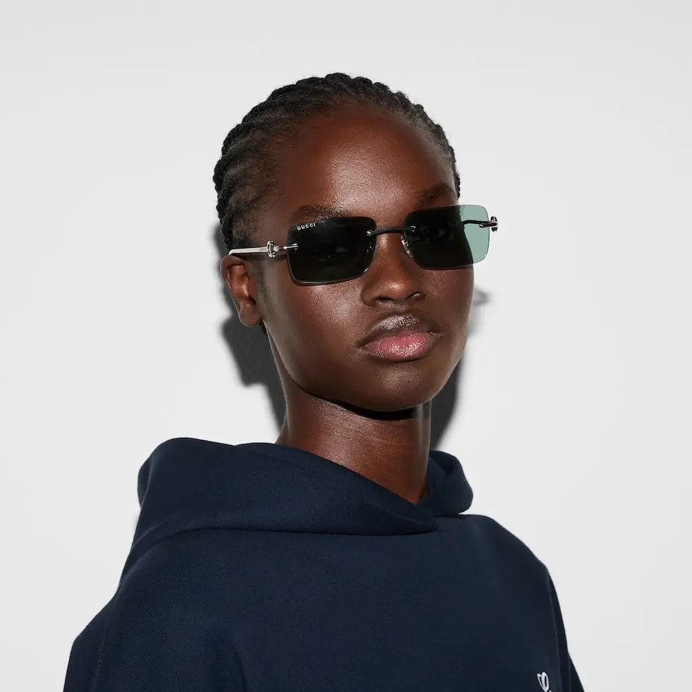 Kính Gucci Rectangular Frame Sunglasses 'Silver Grey' 797456-I3330-8112 — ảnh 2