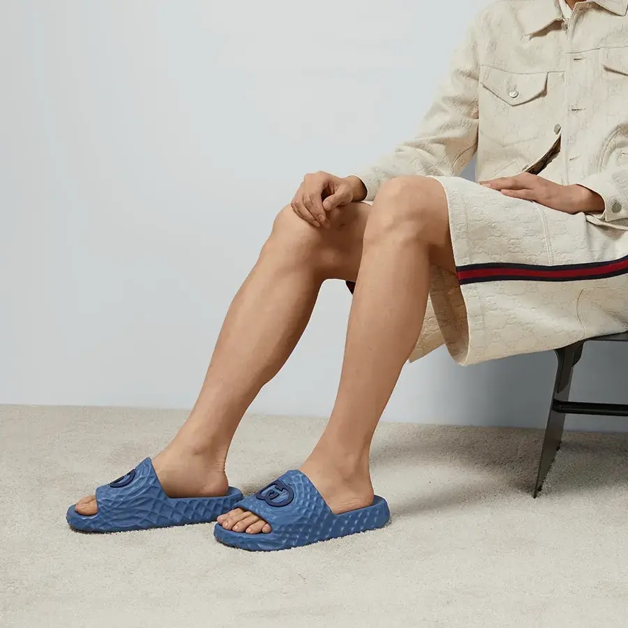 Dép Gucci Interlocking G Slide Sandal ‘Blue’ 770801-J8710-4743 — ảnh 2
