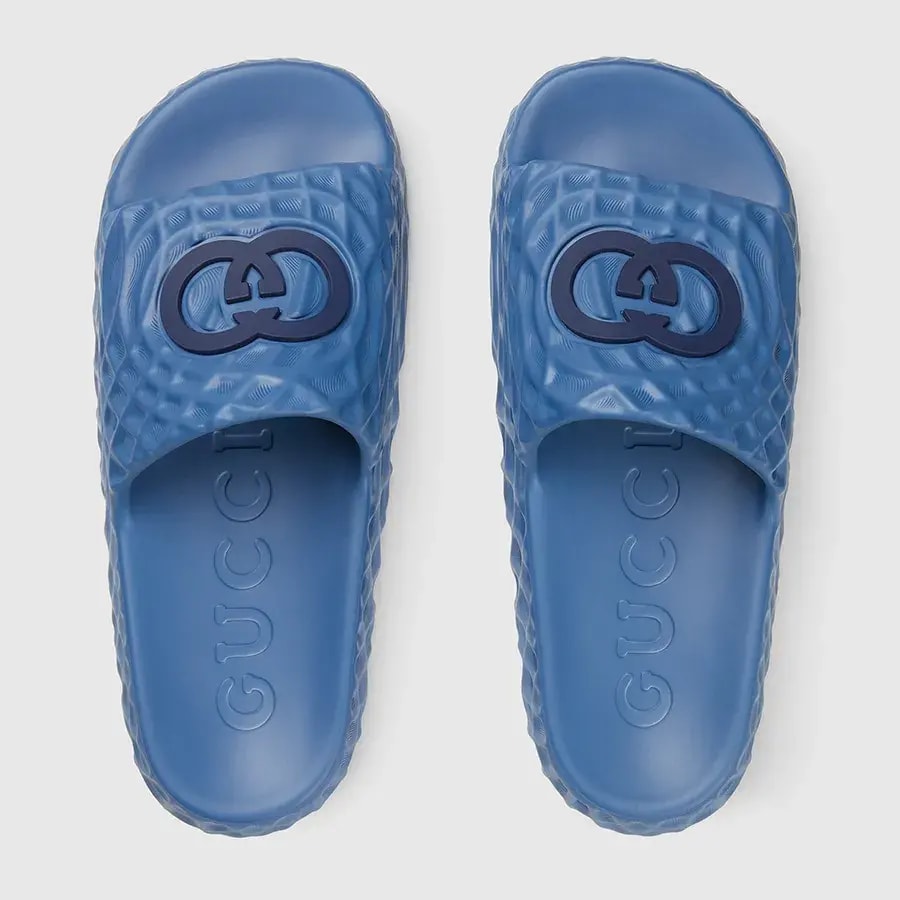 Dép Gucci Interlocking G Slide Sandal ‘Blue’ 770801-J8710-4743 — ảnh 4