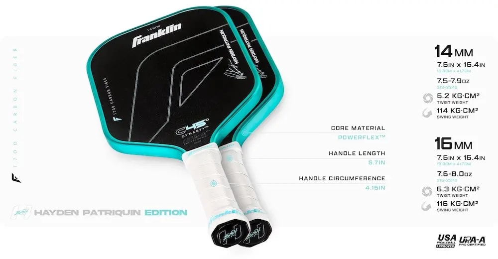 Vợt Pickleball Franklin C45 Hayden Patriquin Edition 'Blue Black' — ảnh 5