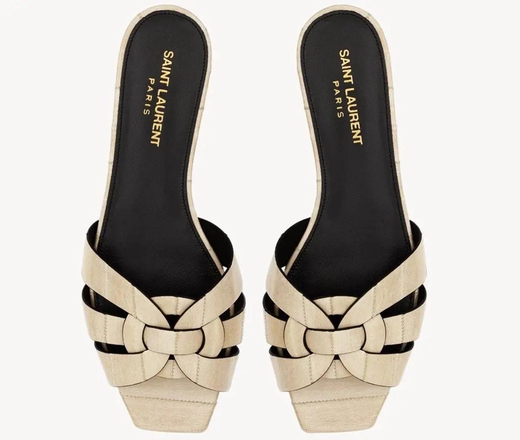 Dép Saint Laurent Tribute Mules In Eel ‘Ivory’ 7485760WX009208 — ảnh 2