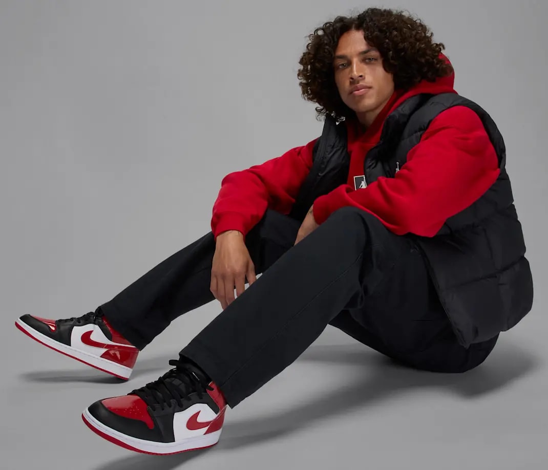 Giày Nike Air Jordan 1 Mid SE 'Patent Bred Toe' HV4091-006 — ảnh 2