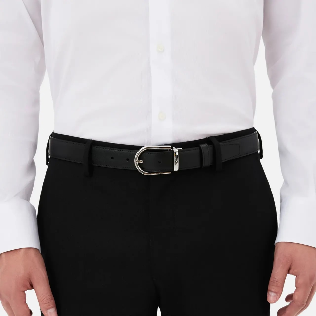 Thắt Lưng Montblanc Horseshoe Buckle 'Black' 128756 — ảnh 2