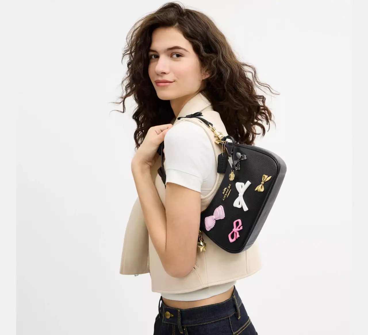 Túi Coach Teri Shoulder Bag with Bows and Charms 'Black' CDY93-IMBLK — ảnh 3