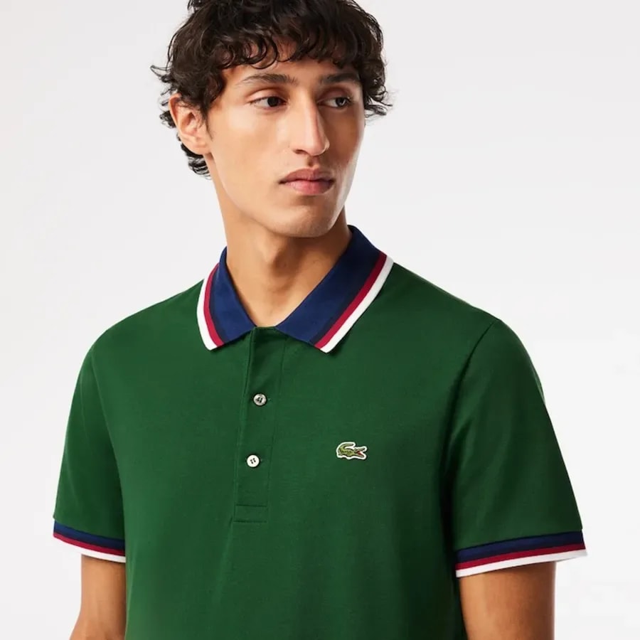 Áo Lacoste Regular Fit Contrast Collar 'Green' PH3461-132 — ảnh 3
