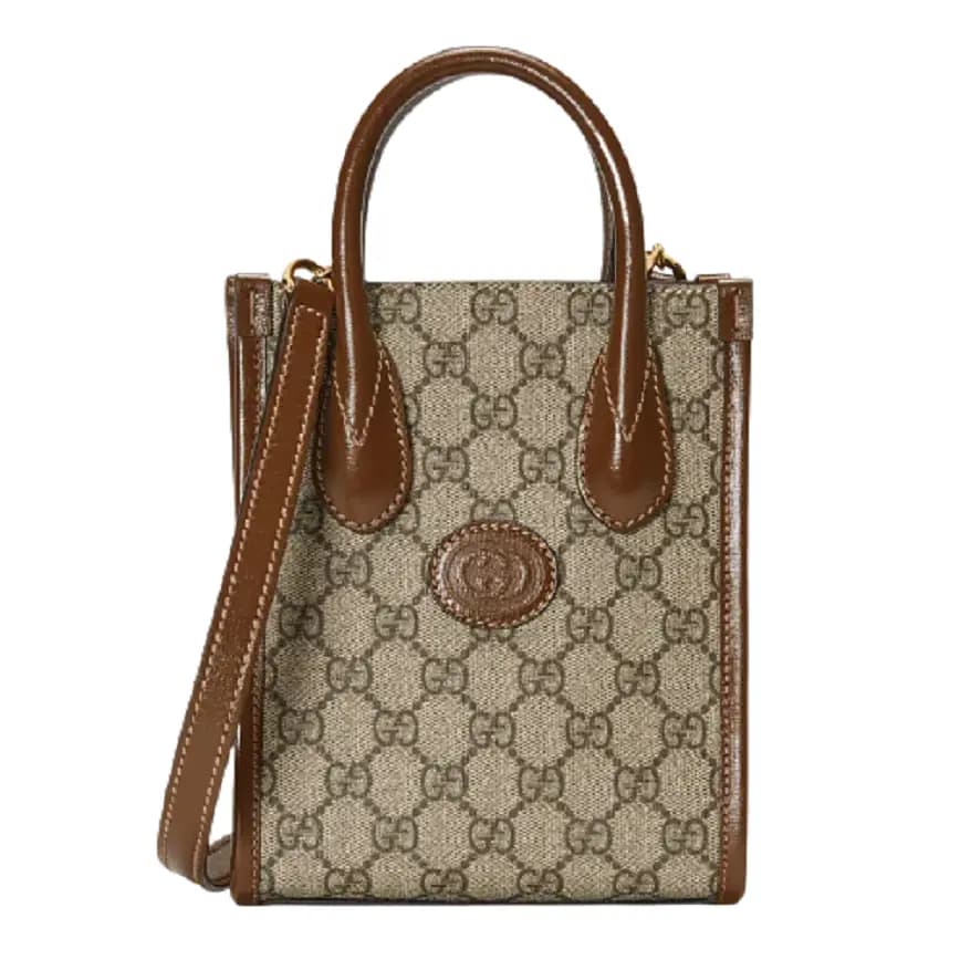 Túi Gucci Mini Tote With Interlocking G Beige And Brown Leather 671623-92TCG-8563 Túi Gucci Mini Tote With Interlocking G Beige And Brown Leather 671623-92TCG-8563