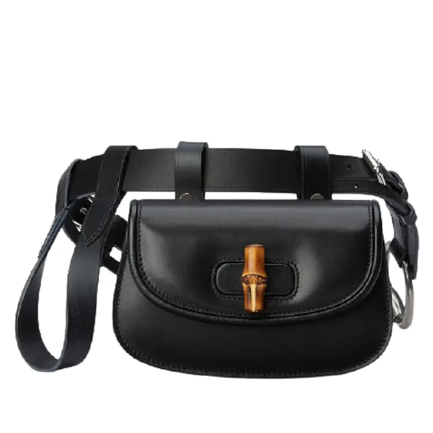 Túi Gucci Bamboo 1947 Mini Belt Bag Black Leather 681137-UN5AN-1000 Túi Gucci Bamboo 1947 Mini Belt Bag Black Leather 681137-UN5AN-1000