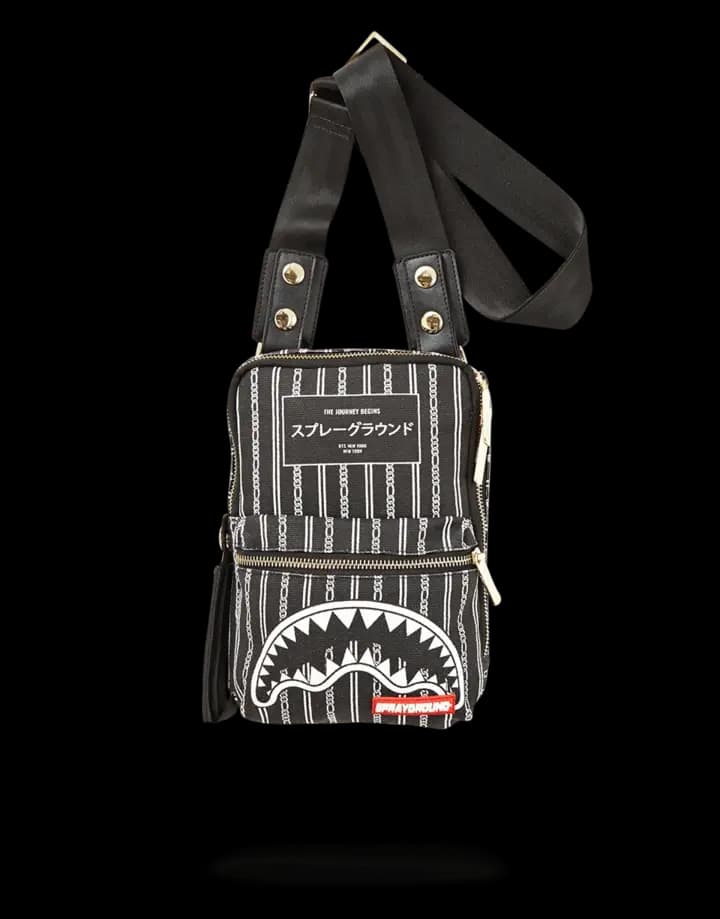 Sprayground Reverse Black Shark In Paris Sling Sprayground Reverse Black Shark In Paris Sling