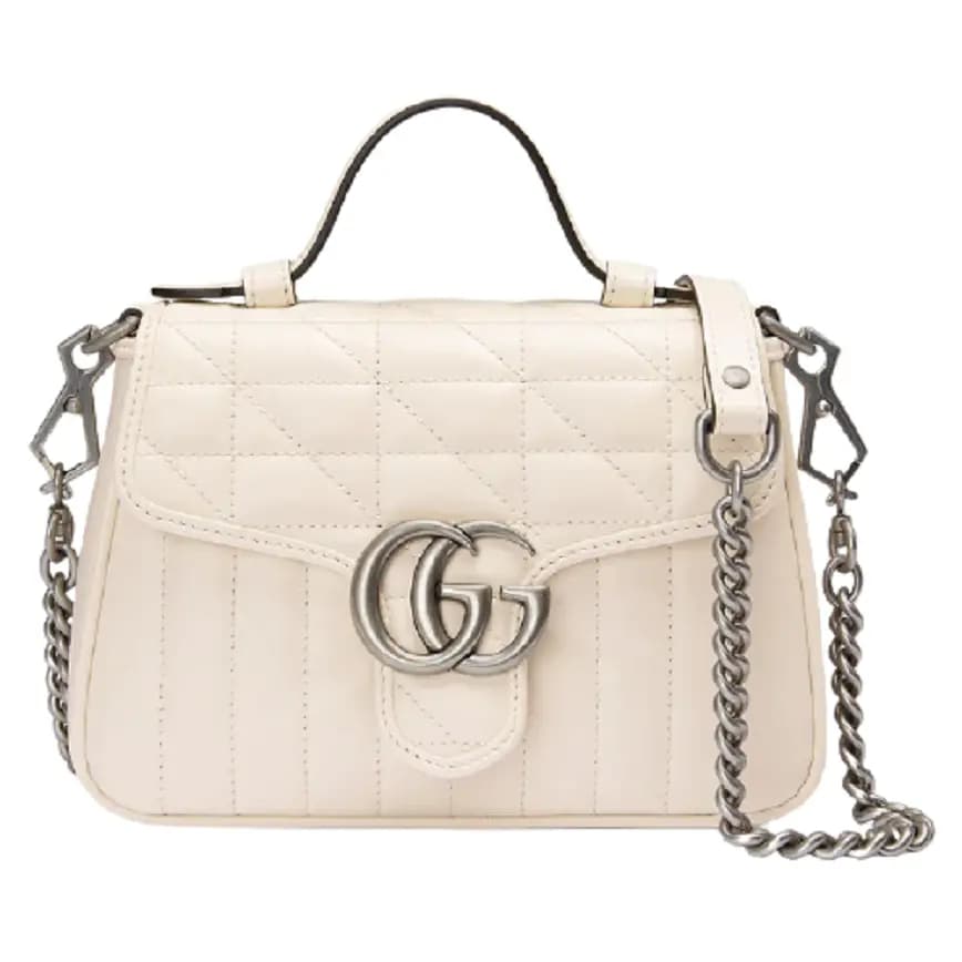 Túi Gucci GG Marmont Mini Top Handle White Leather 583571-UM8AN-9022 Túi Gucci GG Marmont Mini Top Handle White Leather 583571-UM8AN-9022