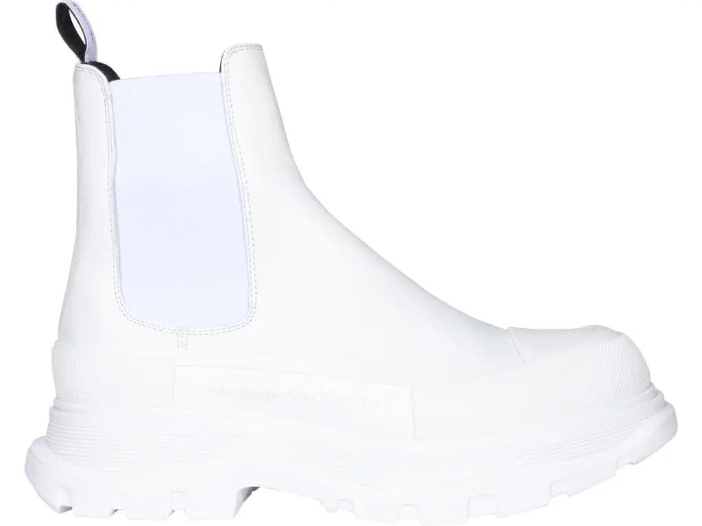 Giày Alexander McQueen Tread Slick Leather Chelsea Boots White Giày Alexander McQueen Tread Slick Leather Chelsea Boots White