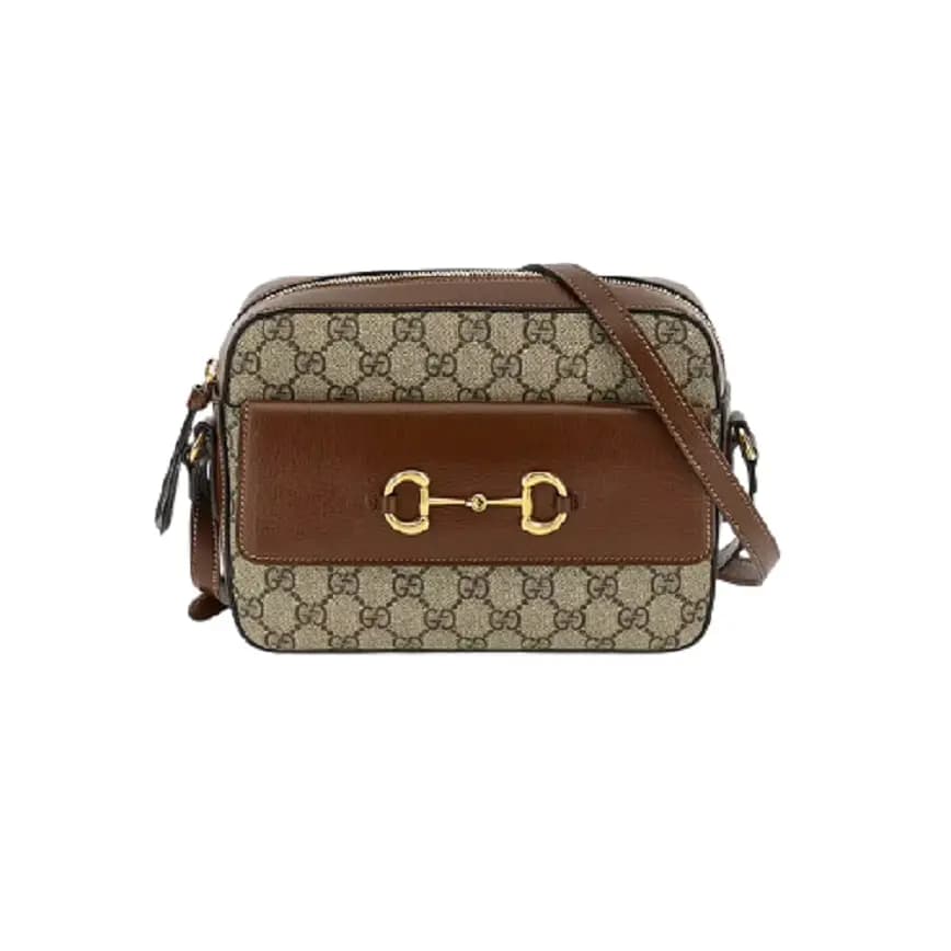 Túi Gucci Horsebit 1955 Small Shoulder Beige Ebony GG Supreme Canvas Túi Gucci Horsebit 1955 Small Shoulder Beige Ebony GG Supreme Canvas