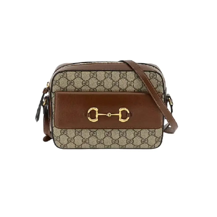 Túi Gucci Horsebit 1955 Small Shoulder Beige Ebony GG Supreme Canvas Túi Gucci Horsebit 1955 Small Shoulder Beige Ebony GG Supreme Canvas