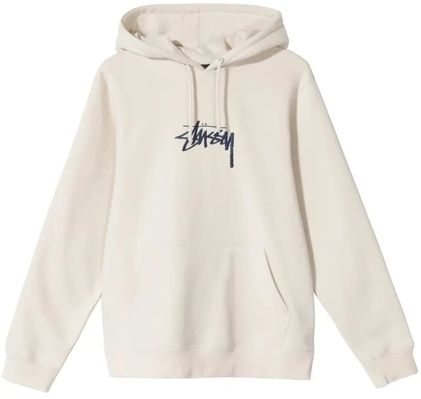 Áo Stussy Stock Logo Embroidered Hoodie Cream Áo Stussy Stock Logo Embroidered Hoodie Cream