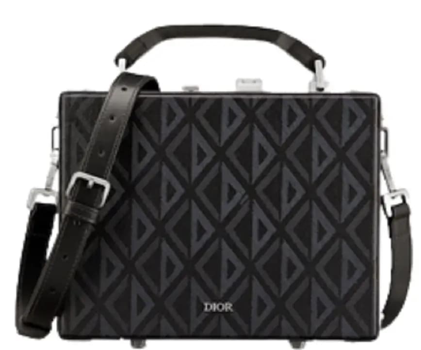 Túi Dior Lock Case Black CD Diamond Canvas 1LXBR163CDP-H43E Túi Dior Lock Case Black CD Diamond Canvas 1LXBR163CDP-H43E