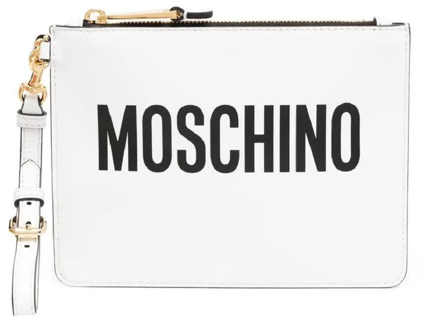 Ví Moschino Ladies White Logo Print 'White' A-8405-8001-1001 Ví Moschino Ladies White Logo Print 'White' A-8405-8001-1001
