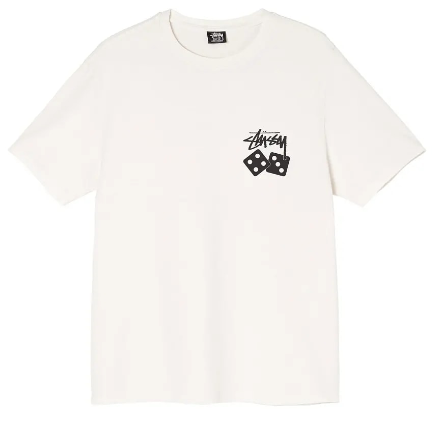 Áo Stussy Dice Pigment Dyed Tee Cream — kich-thuoc: L Áo Stussy Dice Pigment Dyed Tee Cream — kich-thuoc: L
