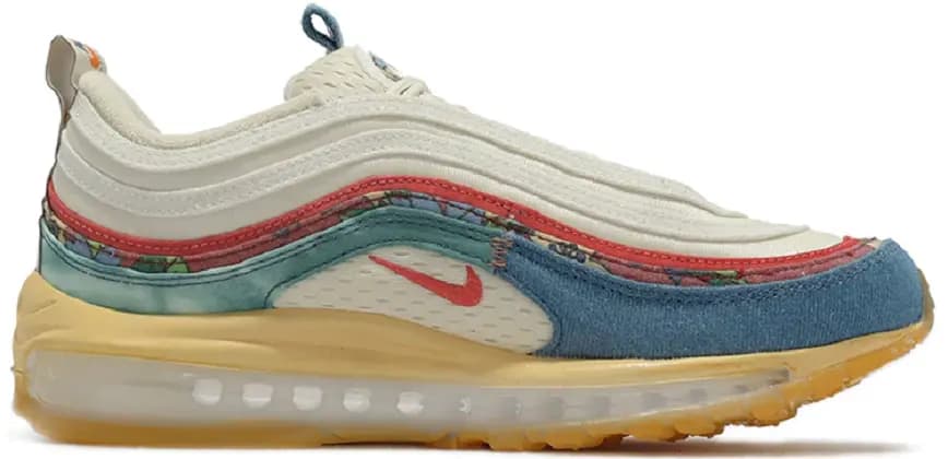 Giày Nike Air Max 97 'Coconut Milk Fossil Denim Red' DV1486-162 Giày Nike Air Max 97 'Coconut Milk Fossil Denim Red' DV1486-162