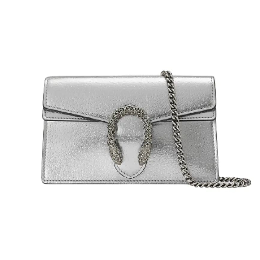 Túi Gucci Dionysus Super Mini Silver Lamé Leather 476432-1TRBN-8173 Túi Gucci Dionysus Super Mini Silver Lamé Leather 476432-1TRBN-8173