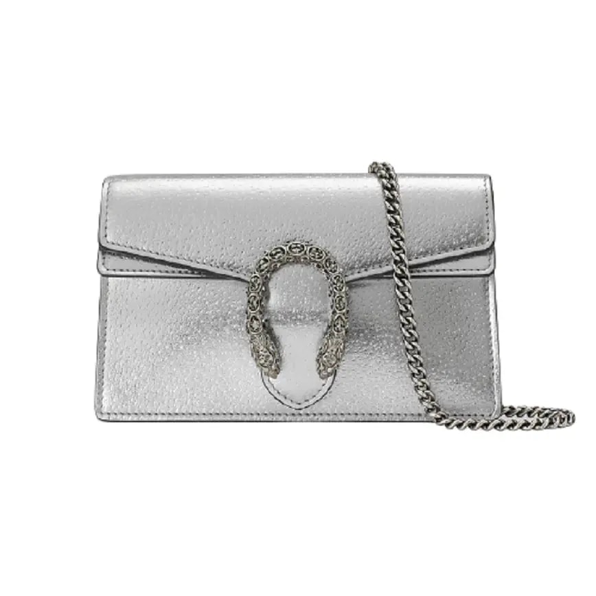 Túi Gucci Dionysus Super Mini Silver Lamé Leather 476432-1TRBN-8173 Túi Gucci Dionysus Super Mini Silver Lamé Leather 476432-1TRBN-8173