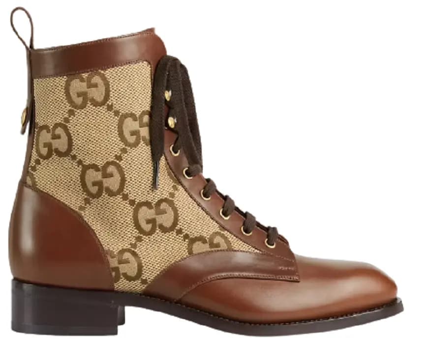 Giày Gucci Mens Lace Up Ankle Boot Maxi GG Canvas 680813-1W6F0-2272 Giày Gucci Mens Lace Up Ankle Boot Maxi GG Canvas 680813-1W6F0-2272