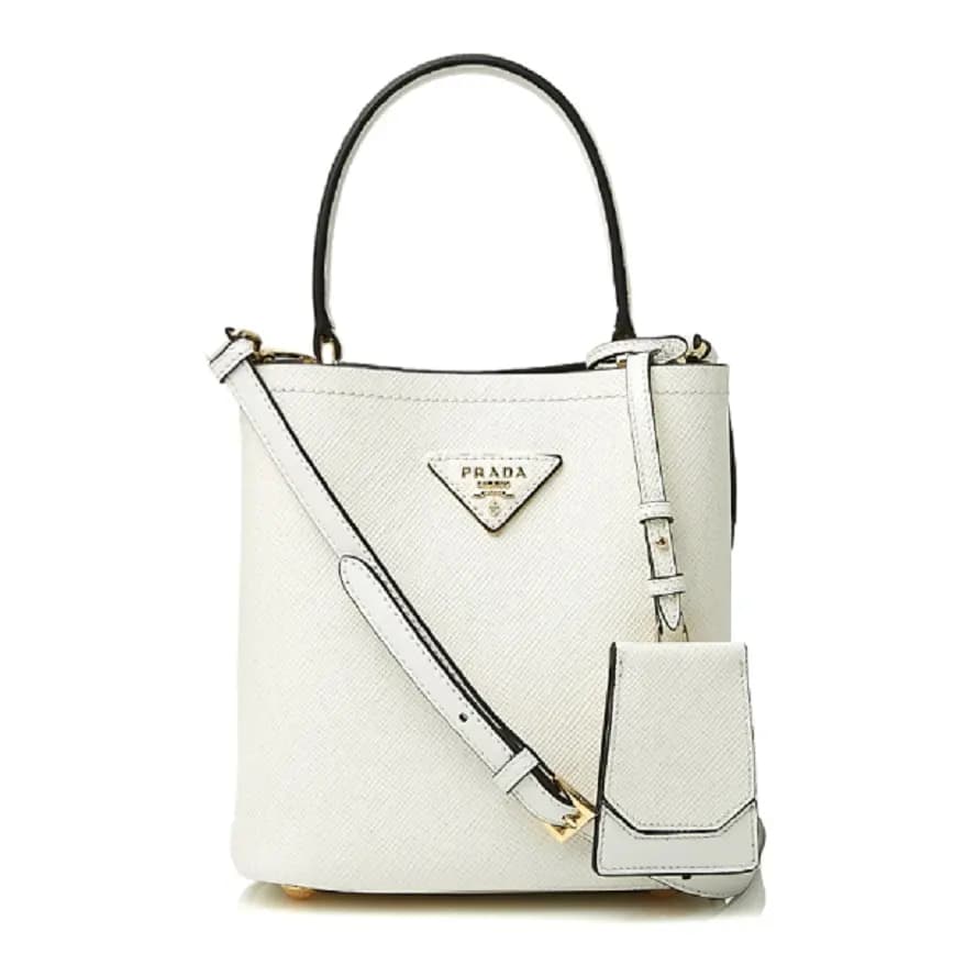 Túi Prada Double Bucket Bag Small Pannier White 1BA217-2ERX-F0G3Z Túi Prada Double Bucket Bag Small Pannier White 1BA217-2ERX-F0G3Z