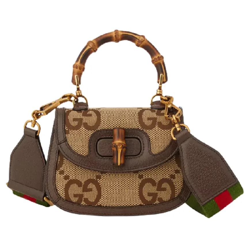 Túi Gucci Mini Jumbo GG With Bamboo Camel And Ebony 686864-UQLBT-2570 Túi Gucci Mini Jumbo GG With Bamboo Camel And Ebony 686864-UQLBT-2570