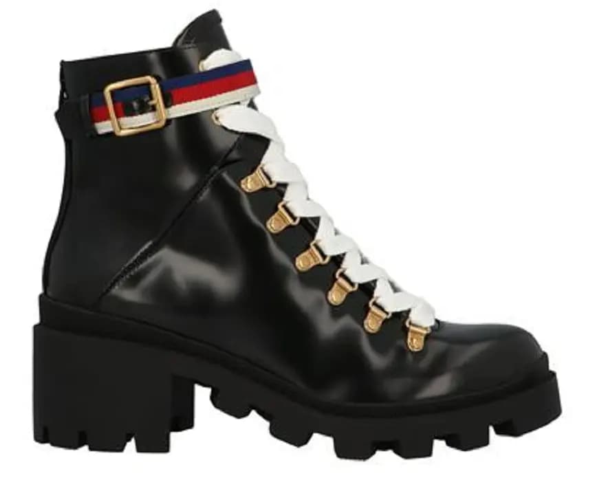 Giày Gucci Leather Ankle Boot With Sylvie Web 481156-DKS30-1159 Giày Gucci Leather Ankle Boot With Sylvie Web 481156-DKS30-1159