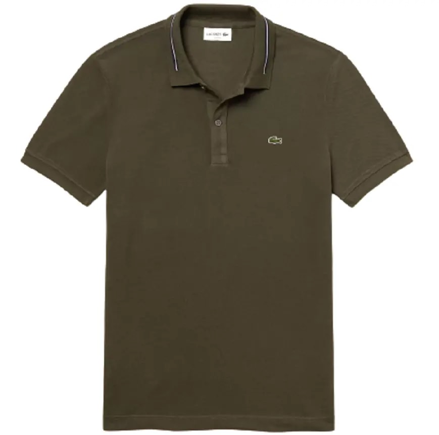 Áo Men's Lacoste Striped Accents Olive Polo Shirt PH8522-S7T — kich-thuoc: XS Áo Men's Lacoste Striped Accents Olive Polo Shirt PH8522-S7T — kich-thuoc: XS