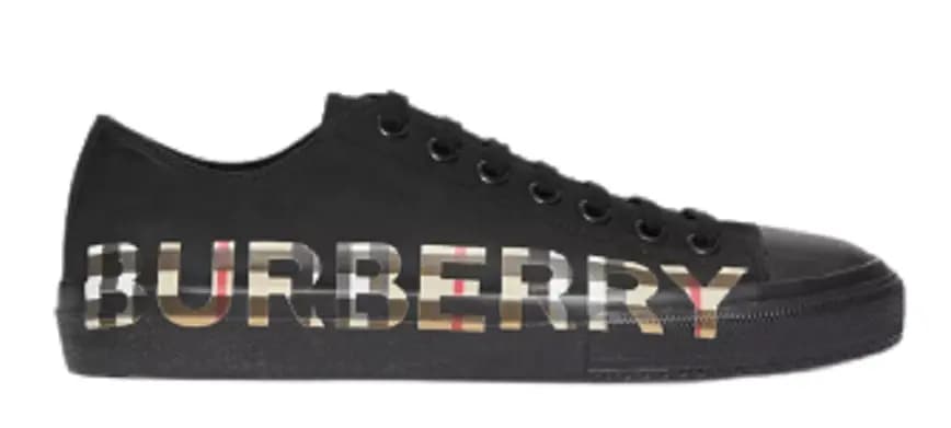 Giày Burberry Vintage Check Logo Print Gabardine Black Beige 80182751 Giày Burberry Vintage Check Logo Print Gabardine Black Beige 80182751