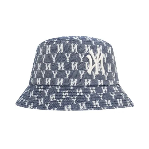Mũ MLB Monogram Blue Jacquard Bucket Hat New York Yankees 32CPHV111-50N Mũ MLB Monogram Blue Jacquard Bucket Hat New York Yankees 32CPHV111-50N