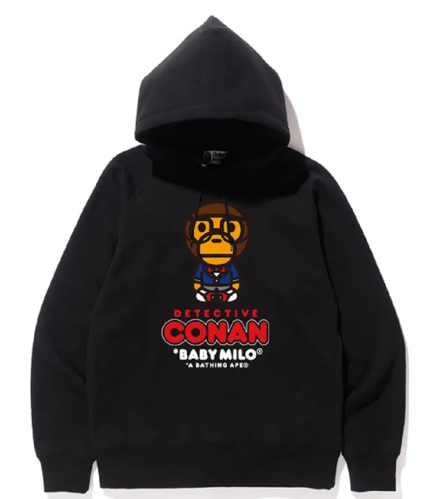 Áo Bape Detective Conan x Baby Milo Hoodie Black BAPE373 — kich-thuoc: M Áo Bape Detective Conan x Baby Milo Hoodie Black BAPE373 — kich-thuoc: M